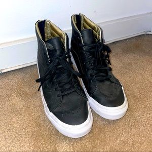 Black Faux Leather Zipper Vans